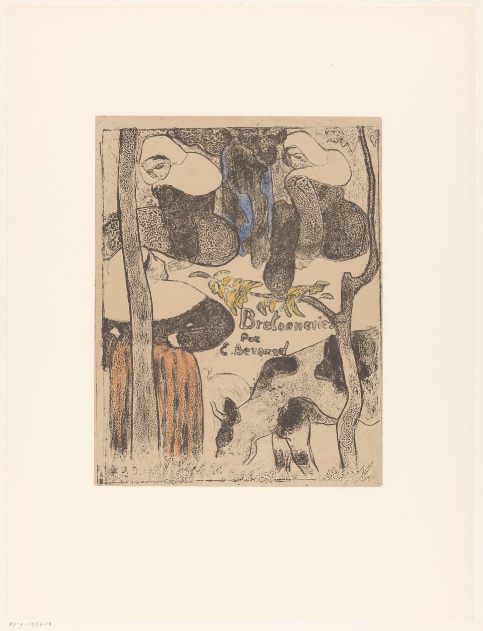 Üç Breton kadın ve inek Başlık baskısı: Émile Bernard, Bretonneries, 1889 Bretonnes ve vache Breton kadınları (dizi adı) Bretonnes (nesne üzerinde dizi başlığı) by Emile Bernard