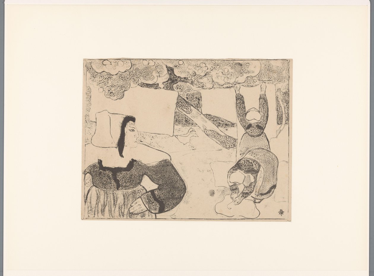 Üç Breton kadın çamaşırları asıyor Le linge Breton kadınları (dizi adı) Bretonnes (dizi adı) by Emile Bernard