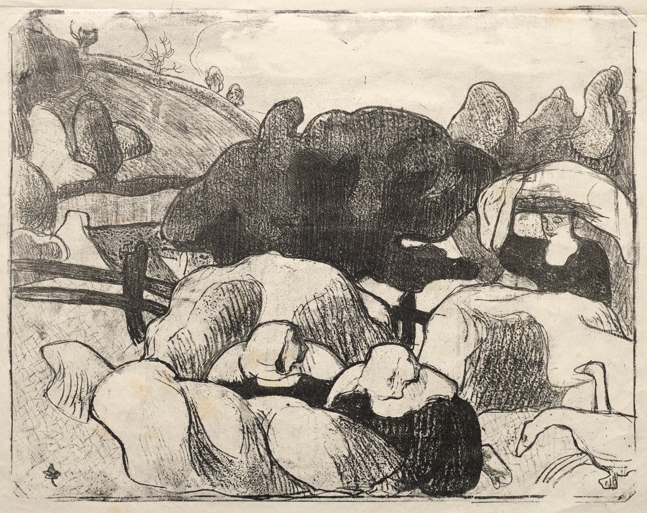 Les Bretonneries: Saman Yığınları Yapan Breton Kadınları by Emile Bernard