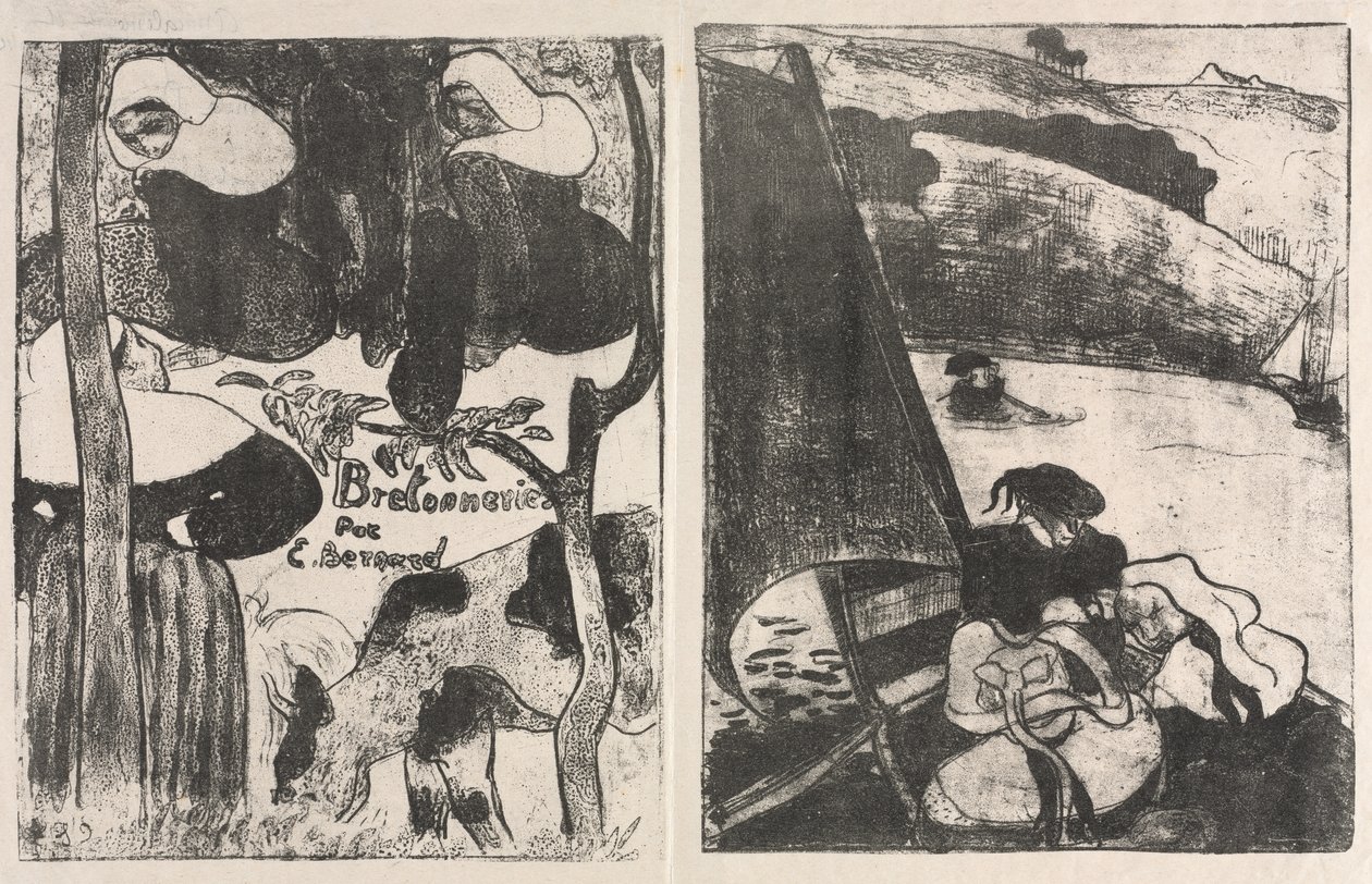 Les Bretonneries: Başlık Sayfası ve Hacdan Dönüş by Emile Bernard