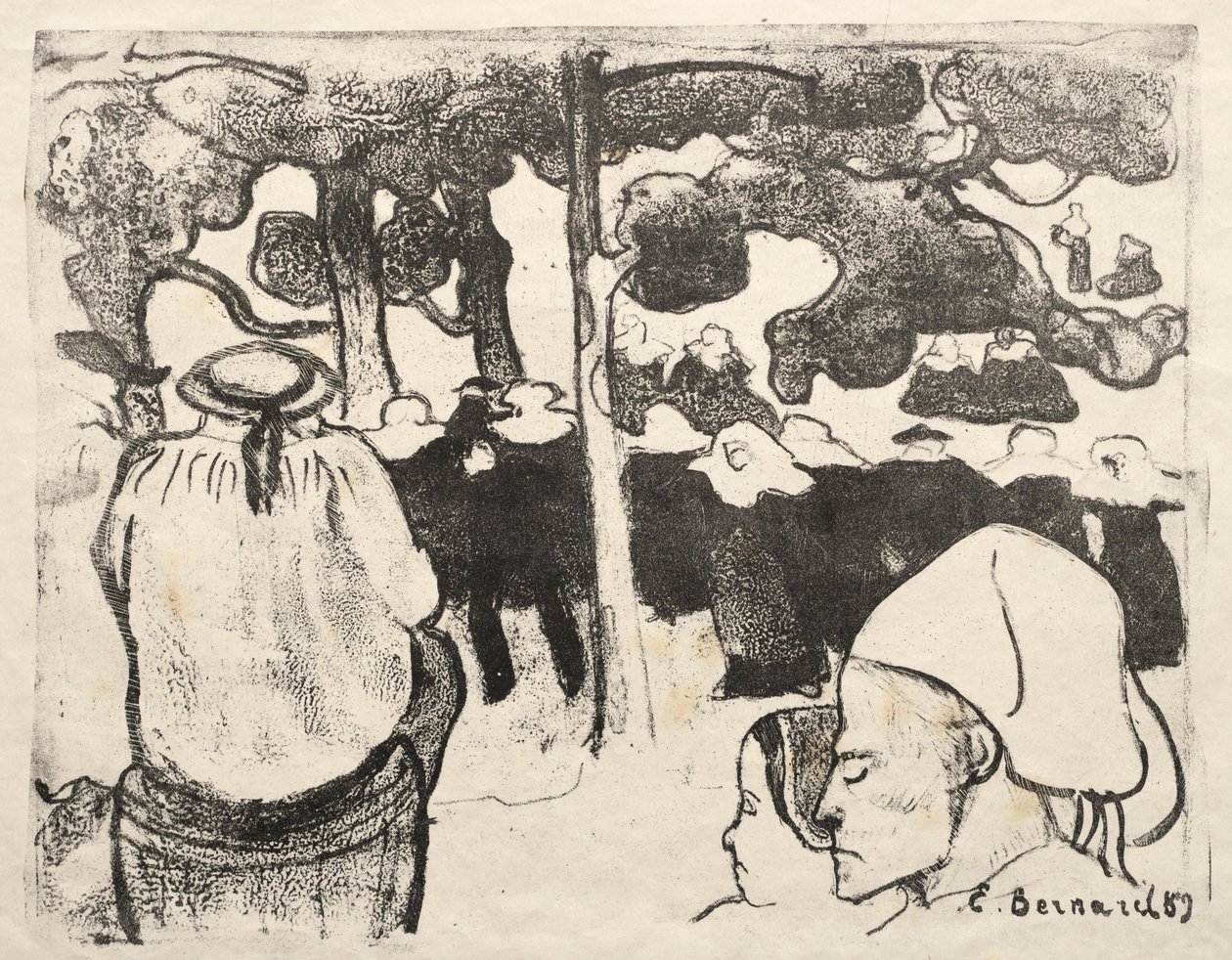 Les Bretonneries: Brittany'de Düğün (La Noce en Bretange) by Emile Bernard