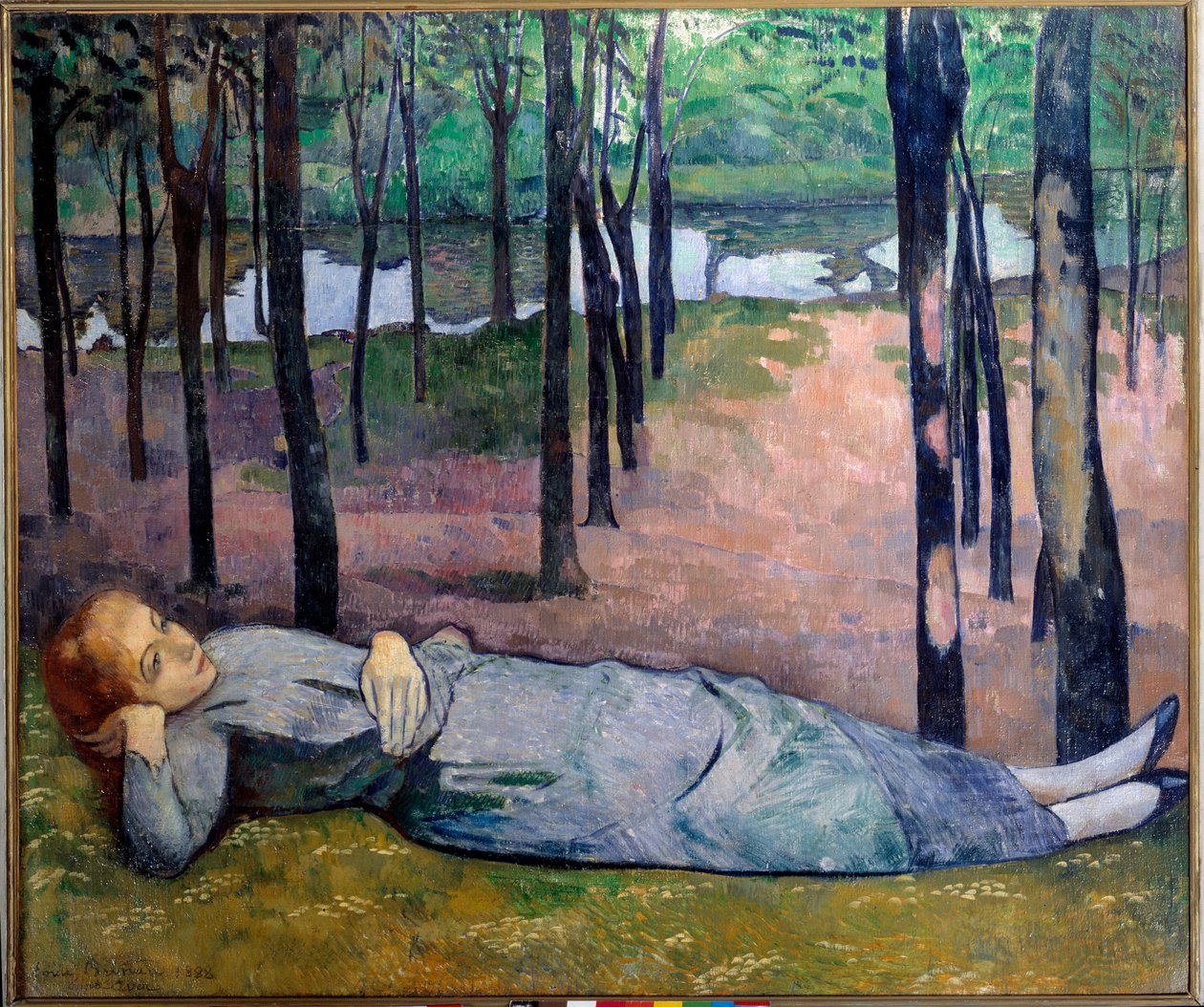 Madeleine (1871 - 1895) aşk ormanında. Ormanda yatan korkunç bir kadının portresi. Emile Bernard