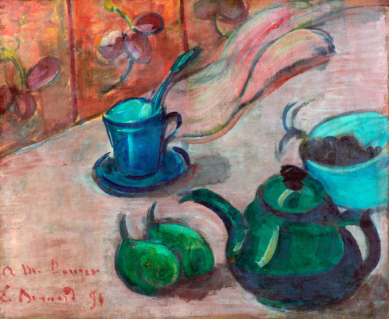 ""Nature morte a la theiere, tasse et meyve"" (Çaydanlık, fincan ve meyveli natürmort) Peinture d
