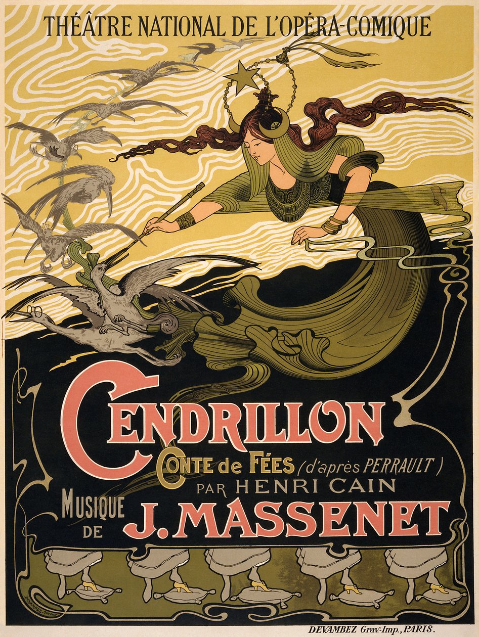 Jules Massenet imzalı Opera Cendrillon için afiş by Émile Bertrand