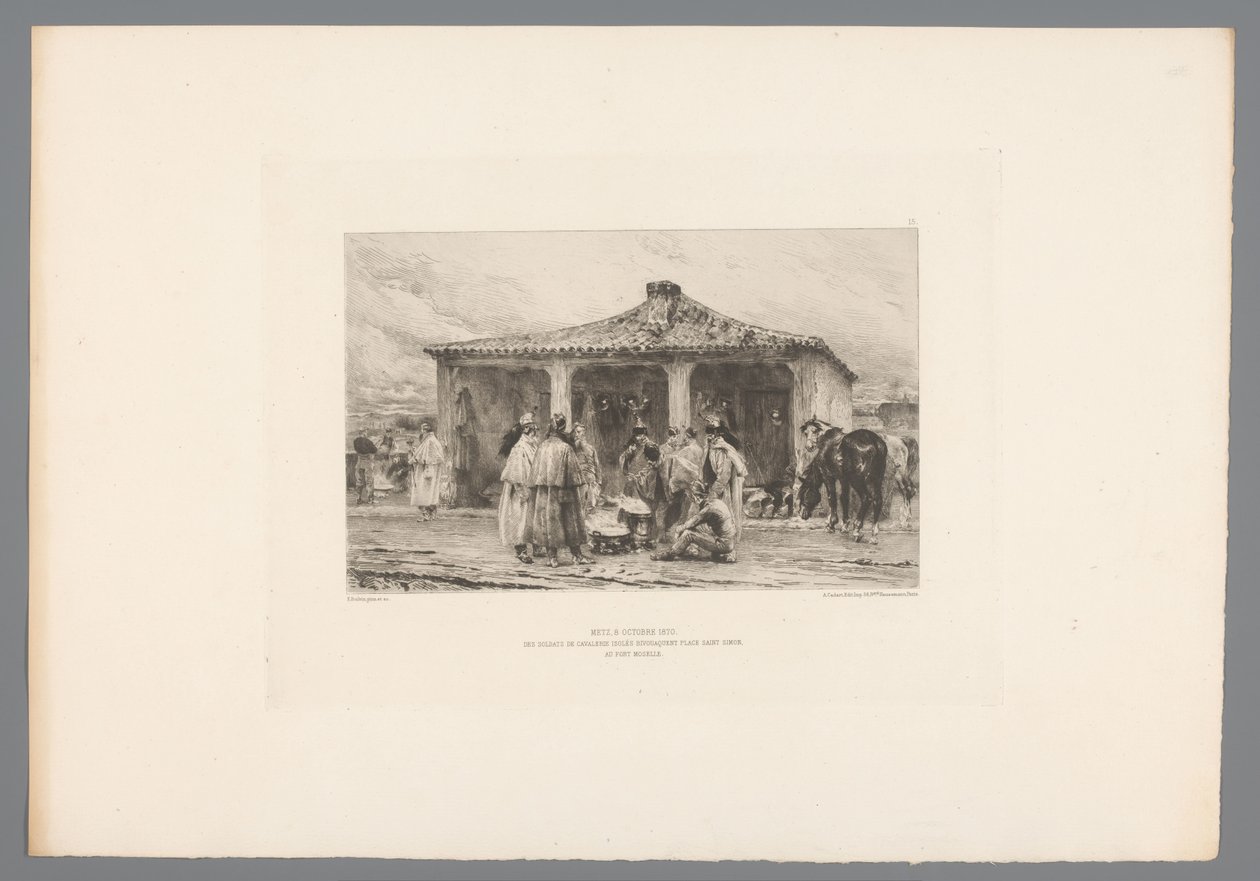 En kampta grup asker Metz 8 Ekim 1870/ İzole süvari askerleri Fort Moselle
