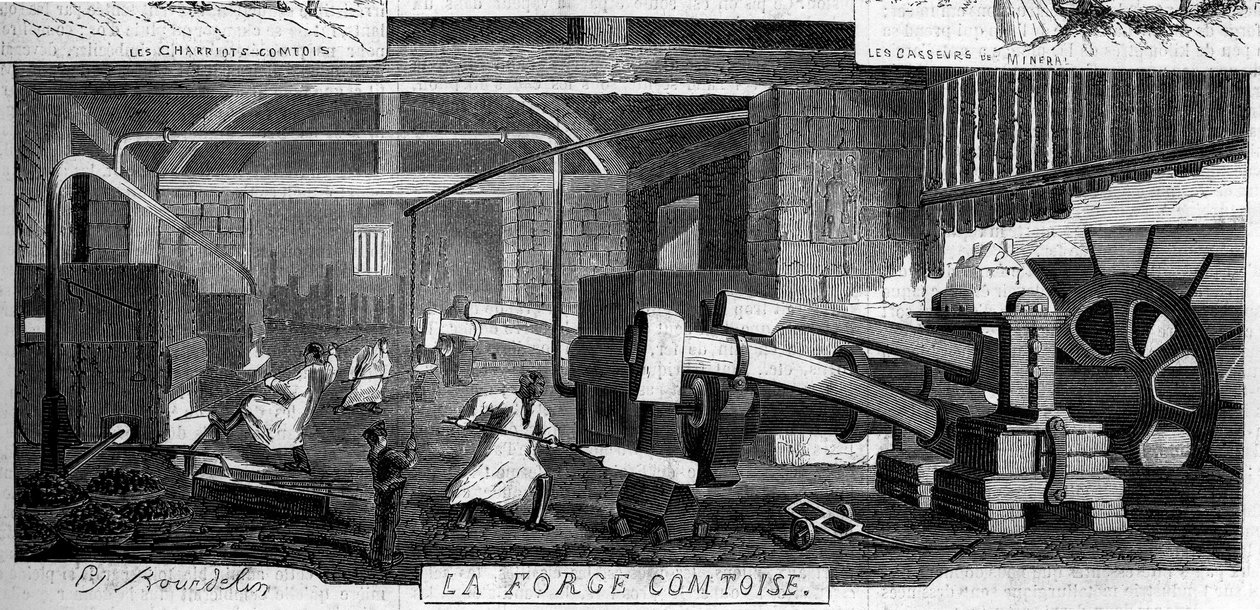 Forges de la Franche Comte: Rans fabrikasının iç görünümü, Jura (39) by Emile Bourdelin