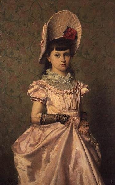 Pembe bir kız portresi by Emile Claus