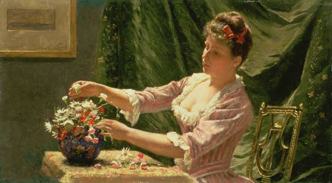 Genç Kadın Çiçek Düzenleme by Emile Claus