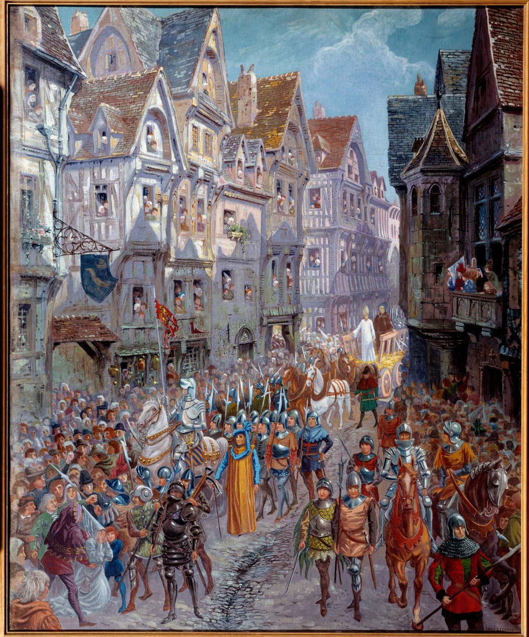 Yüz Yıl Savaşı: “” Jeanne d'Arc (1412-1431) işkenceye götürülüyor”” Rouen şehrinin sokaklarında kortej görünümü Emile Deshays (1875-1946) 1901. Güneş. 0,73x0,6 m Rouen, Güzel Sanatlar Müzesi Dikkat! Bu çalışmanın kullanımı t konusu olabilir by Emile Deshays