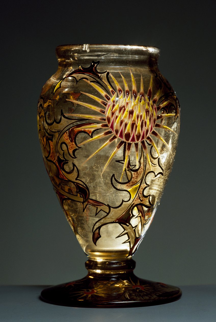 Emaye süslemeli füme cam vazo, yaklaşık 1890, Emile Galle, Nancy, Fransa by Emile Galle