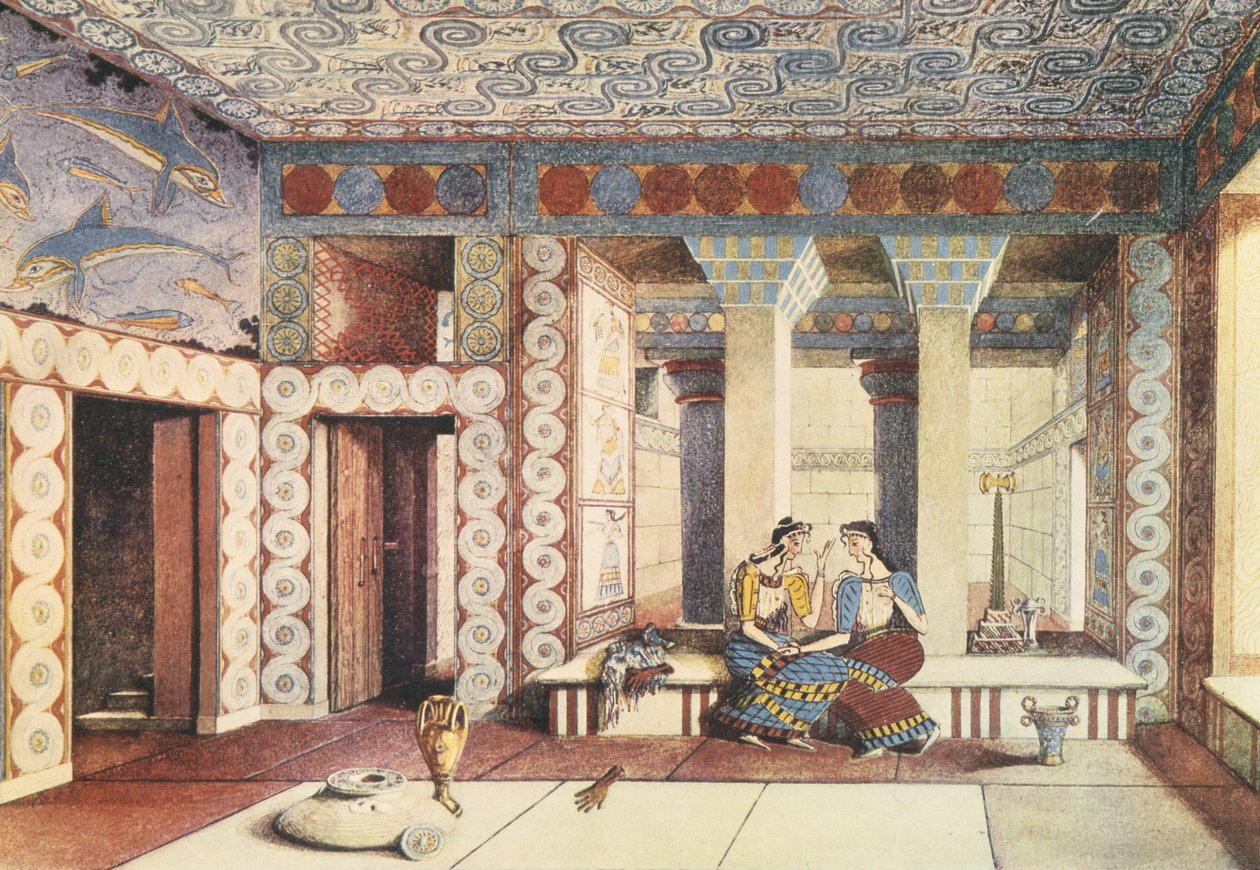 Sanatçının Knossos Sarayı izlenimi, Girit, 1900 dolayları (litho) by Emile Gilliéron