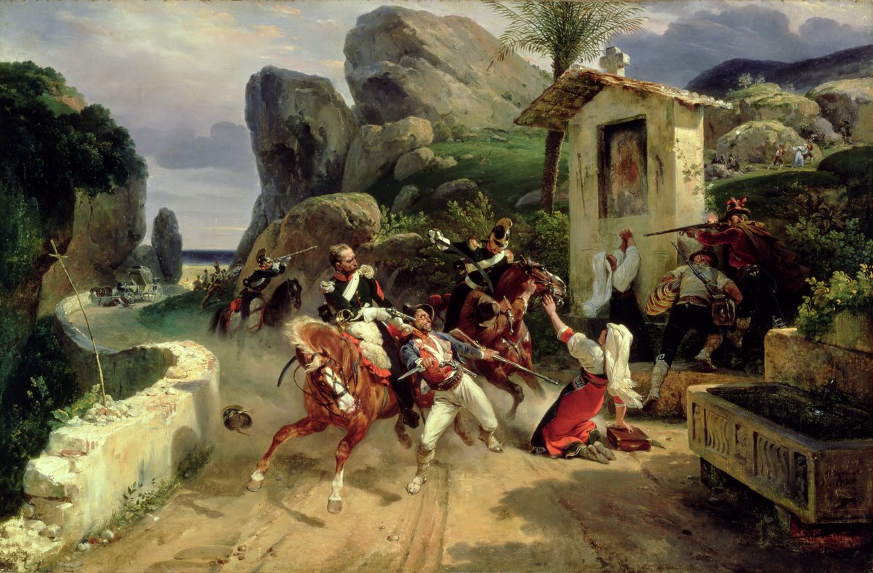 Italian Brigands Surprised by Papal Troops, 1831  by Emile Jean Horace Vernet