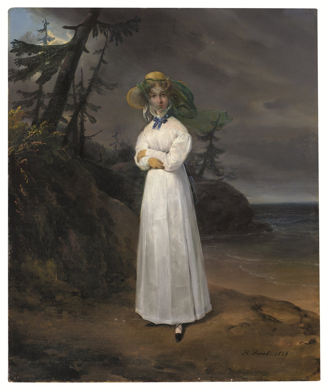 Dul Kontes Jean-Henri-Louis Greffulhe#39;nin Manzara İçinde Portresi by Emile Jean Horace Vernet