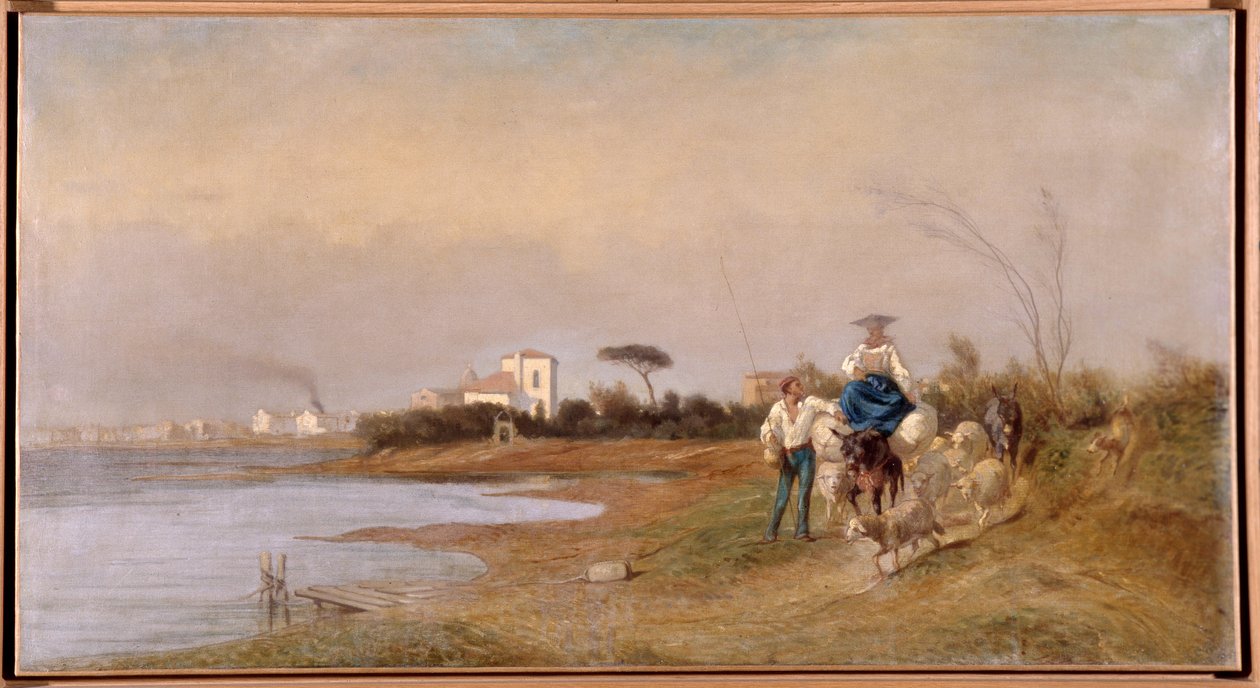 Martigues Köylüleri yürüyüşe çıkıyor Resim Emile Loubon (1809-1863) 19. yüzyıl by Emile Loubon