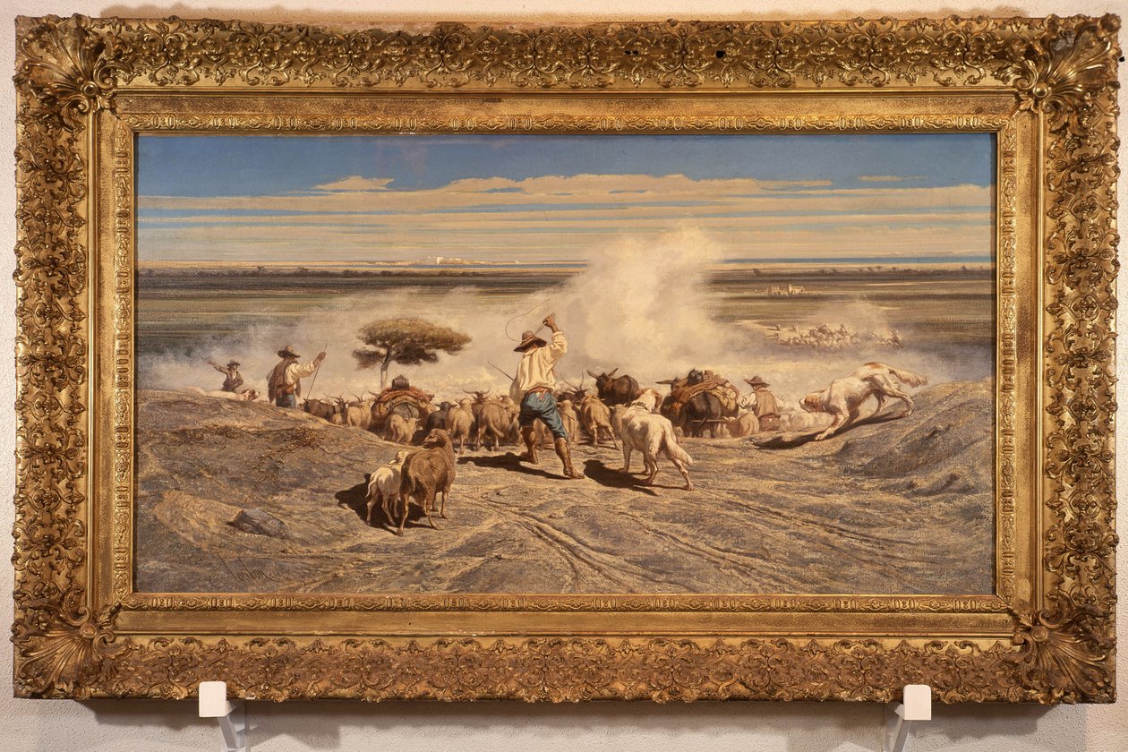 Sürünün dönüşü Emile Loubon (1809 - 1863), tuval üzerine yağlı boya, 0.91 x 1.70 cm. Toulon