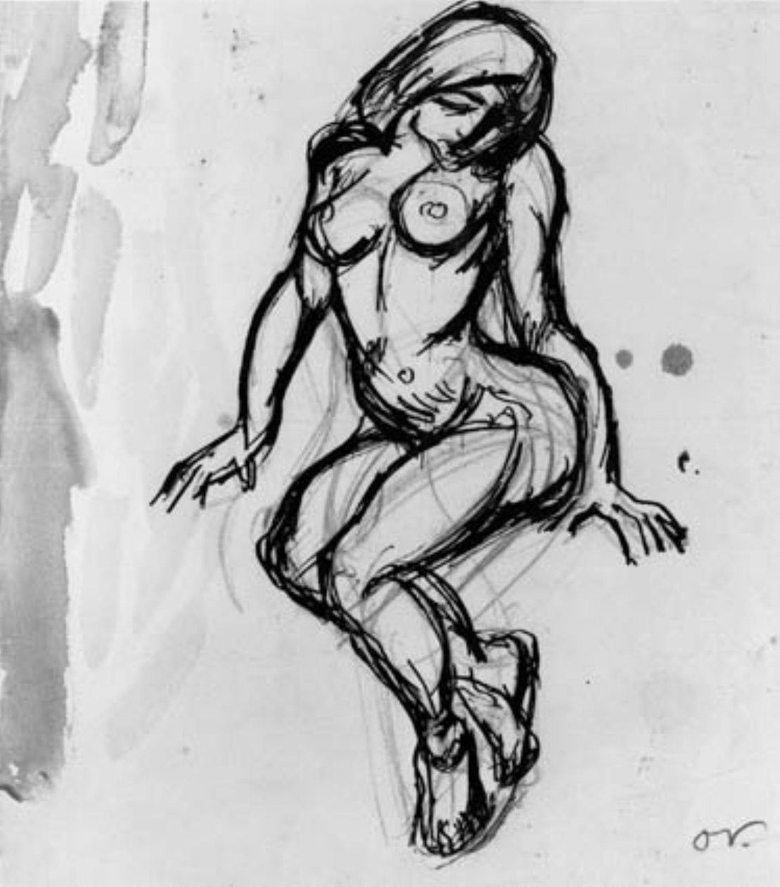 Oturan kadın model, yüzü sola dönük. by Emile Othon Friesz