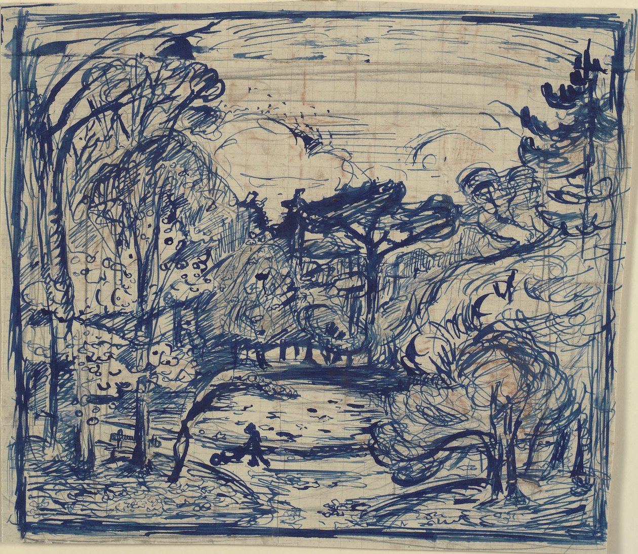 Oduncu ile orman iç. La Cote de Grace, Honfleur. by Emile Othon Friesz