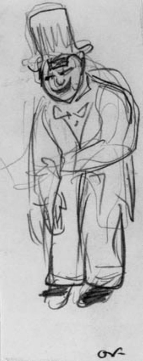 Yüksek şapkalı ayakta palyaço. by Emile Othon Friesz