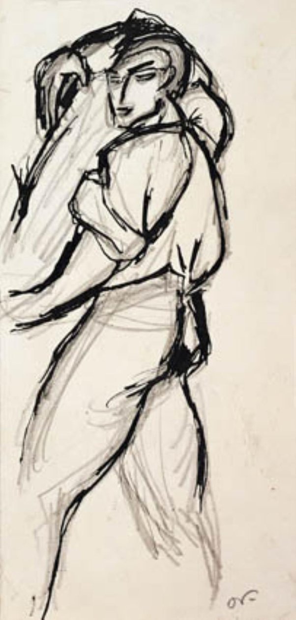 Bir ağaç gövdesi taşıyan adamın incelenmesi by Emile Othon Friesz
