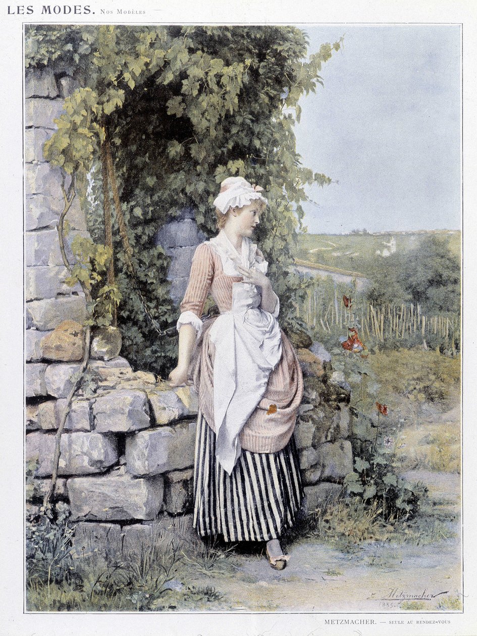 Randevusunu bekleyen bekar kadın (Rendez-vous) - hasta. de Metzmacher, cilt 1900 by Emile Pierre Metzmacher