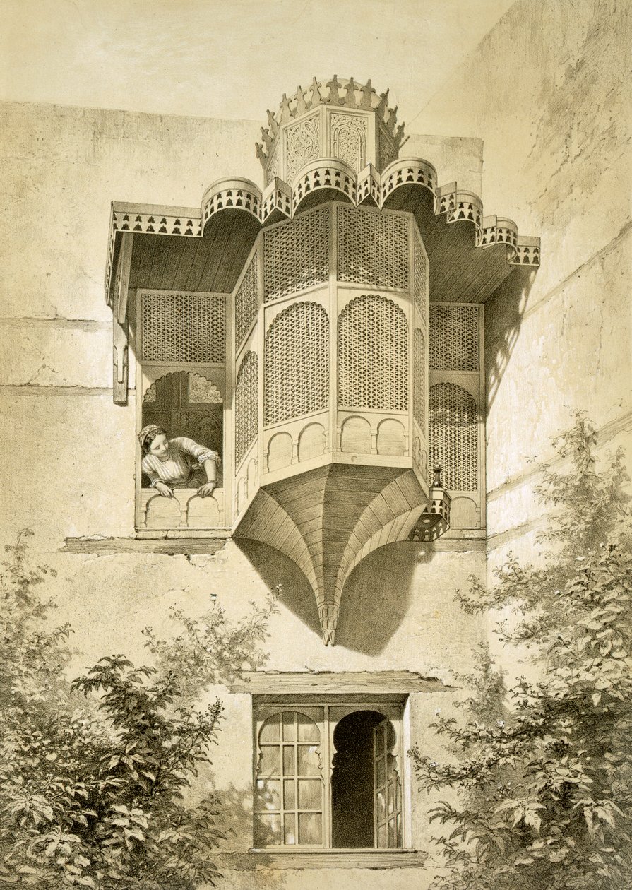Kahire: Beyt El-Emyr adlı ev (biraz harap), 19. yüzyıl by Emile Prisse d