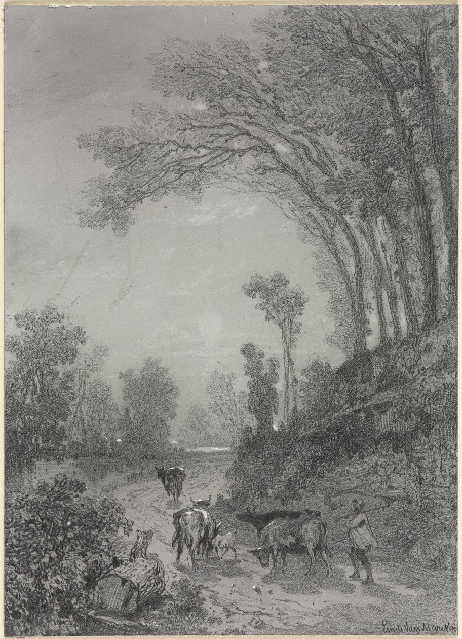 İneklerle Peyzaj by Émile van Marcke