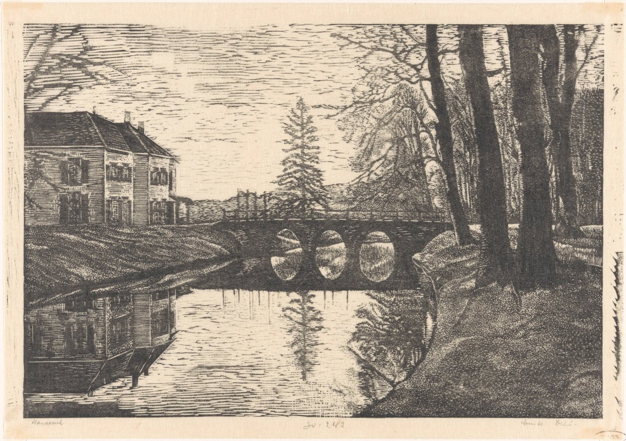 Bergen'deki Eski Mahkeme by Emilius Wilhelmus Dehé (signed by artist)