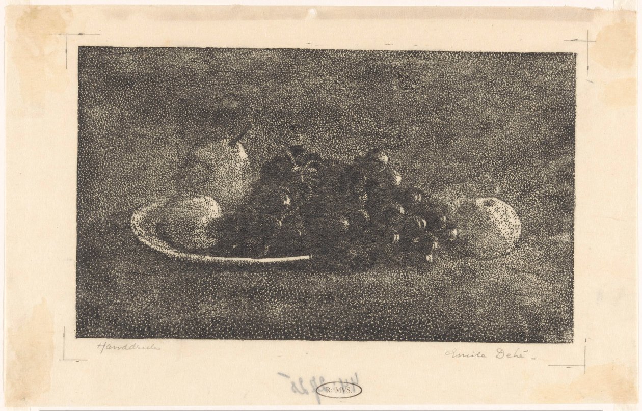 Üzüm ve diğer meyveler ile kase by Emilius Wilhelmus Dehé (signed by artist)