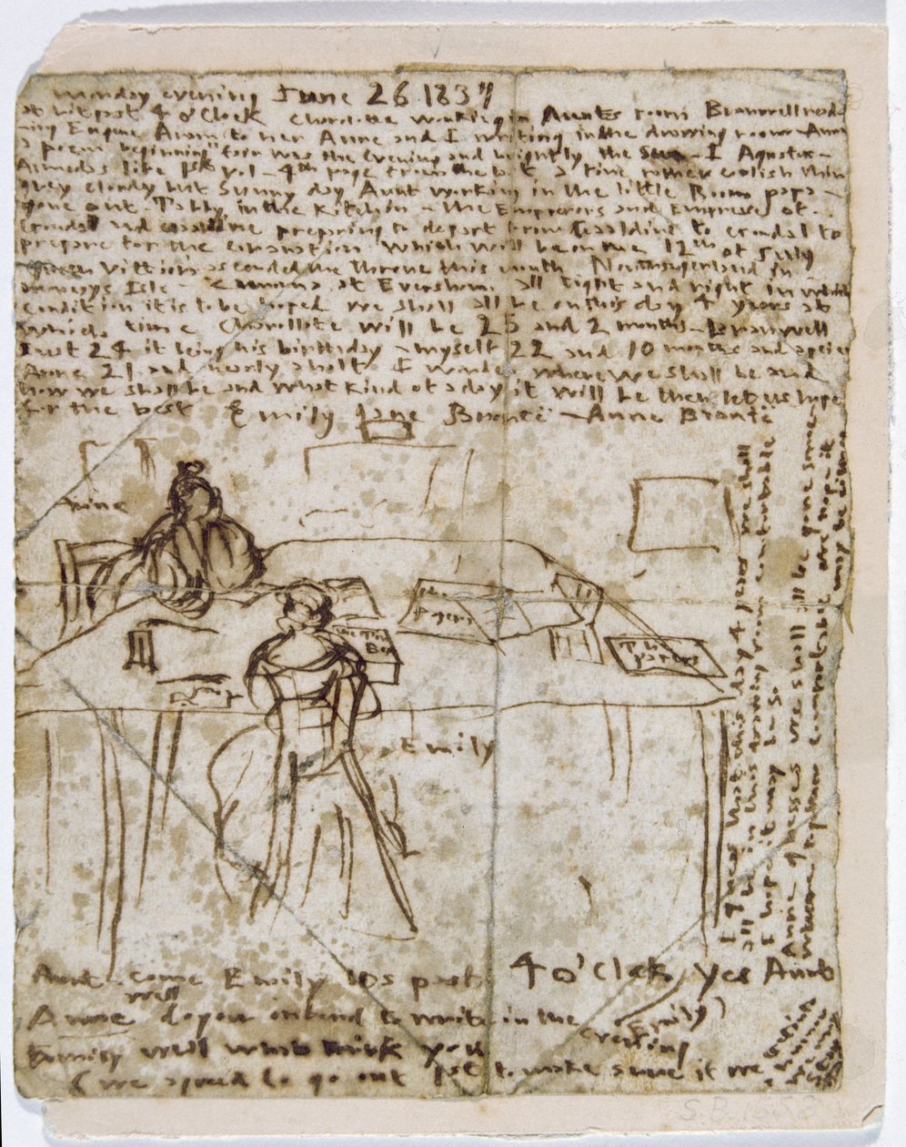 Günlük kağıdı, 1837 (kağıt üzerine kalem ve mürekkep) by Emily Bronte