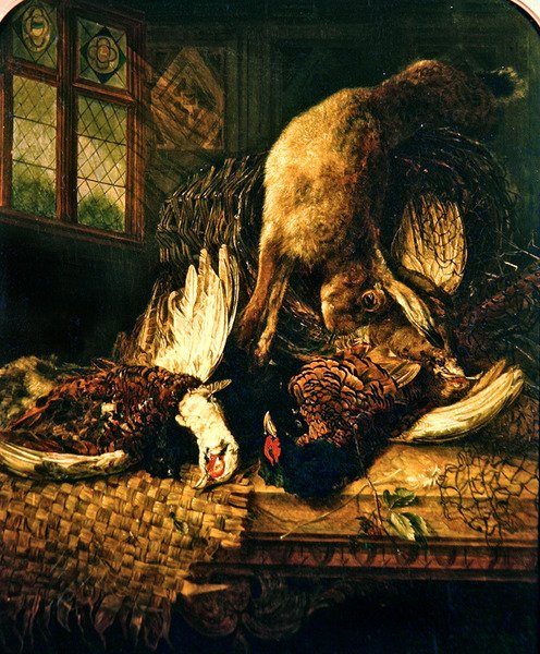 Sülün ve tavşanlı natürmort, 1860 dolayları (tuval üzerine yağlı boya) by Emily Stannard