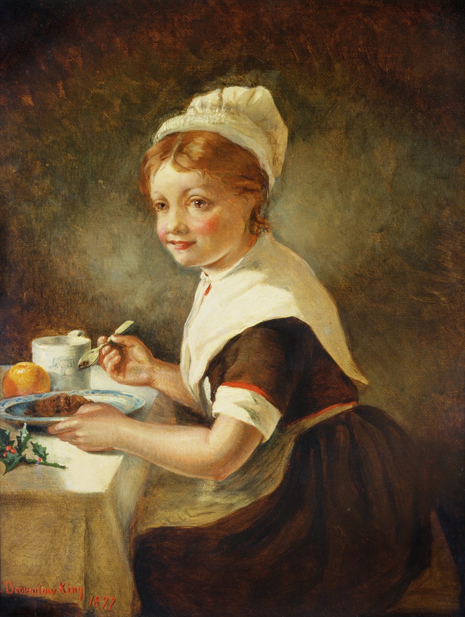 Noel Yemeğinde Bulunan Kız, 1877 by Emma Brownlow