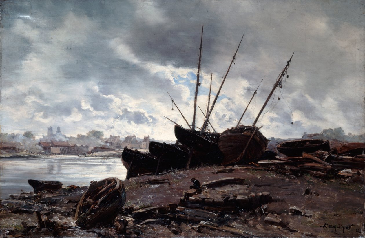 Gelgiti Bekleyen Tekneler, 1882. by Emmanuel Lansyer