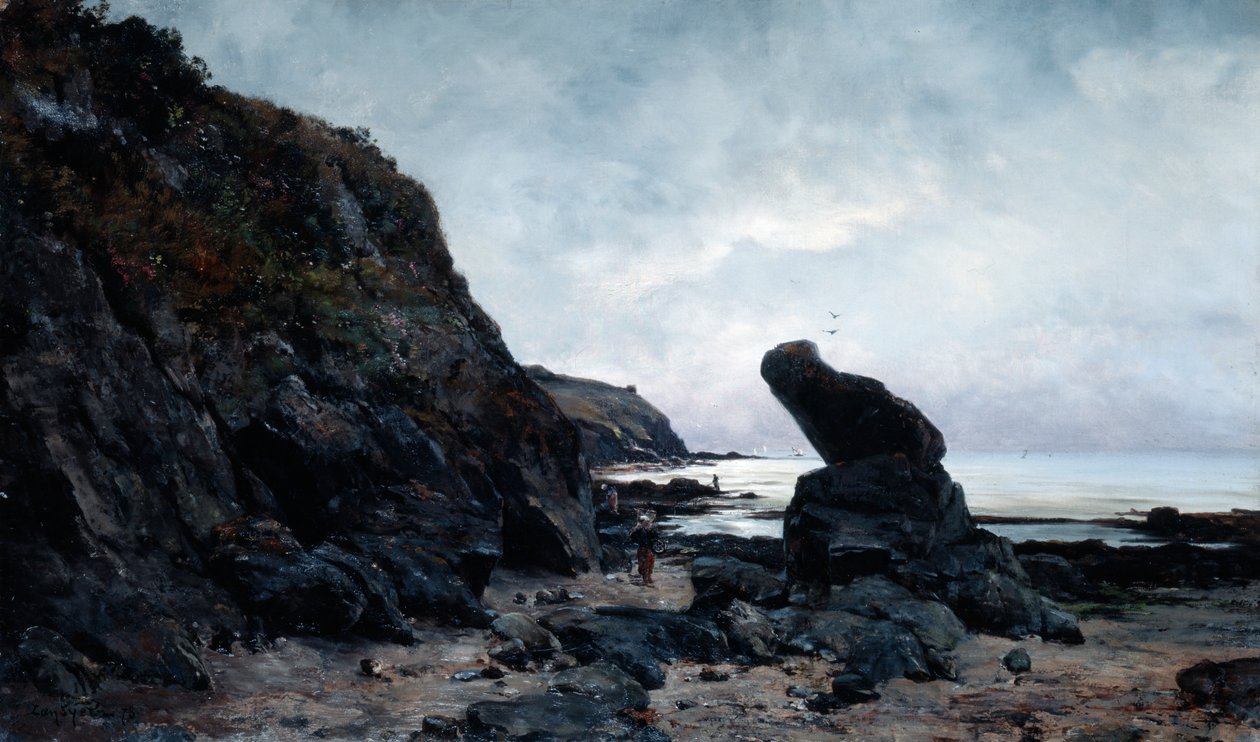Alçak Gelgitte Kayaların Yanında, 1878 by Emmanuel Lansyer