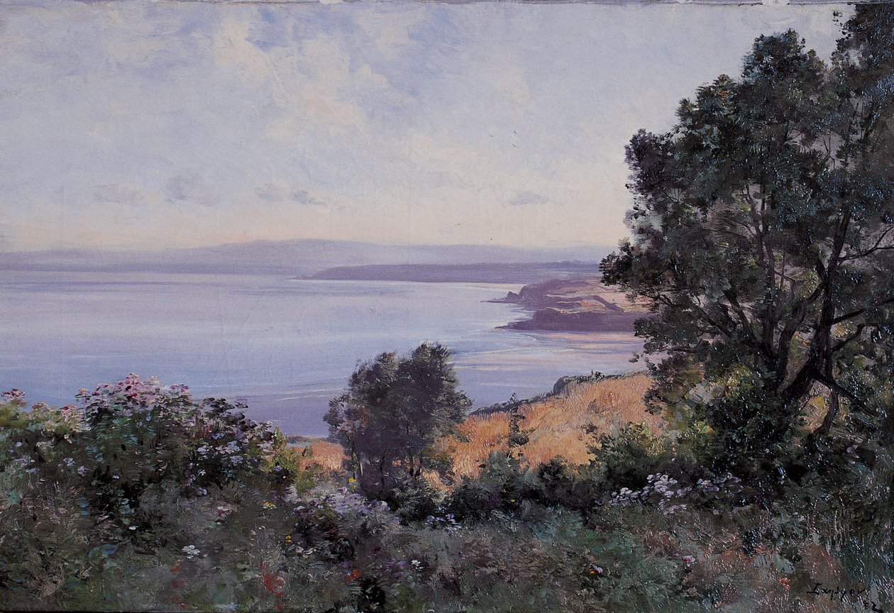 Görünümde Douarnenez buğday ve ağaçlar by Emmanuel Lansyer