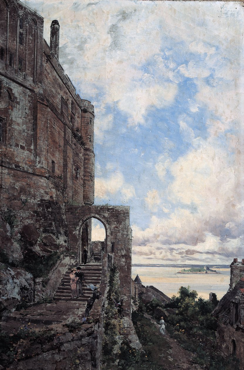 Mont Saint Michel. Châtelet'teki Barbican'a Batı Kapısı by Emmanuel Lansyer