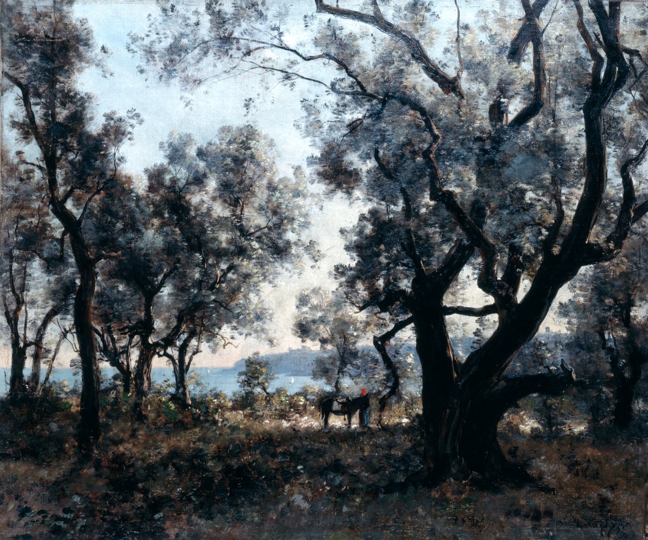 Cap Martin Çevresindeki Zeytin Ağaçları, 1891. by Emmanuel Lansyer
