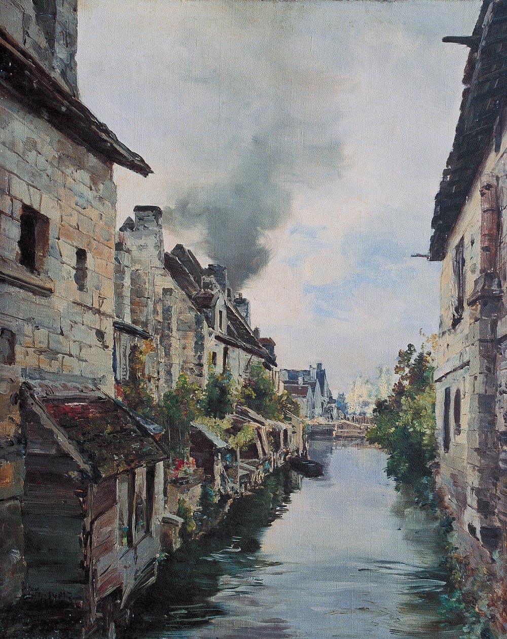 Beaulieu Kanalı, Loches'ten Beaulieu'ya giden yol üzerindeki köprünün görünümü. 1891 (tuval üzerine yağlı boya) by Emmanuel Lansyer
