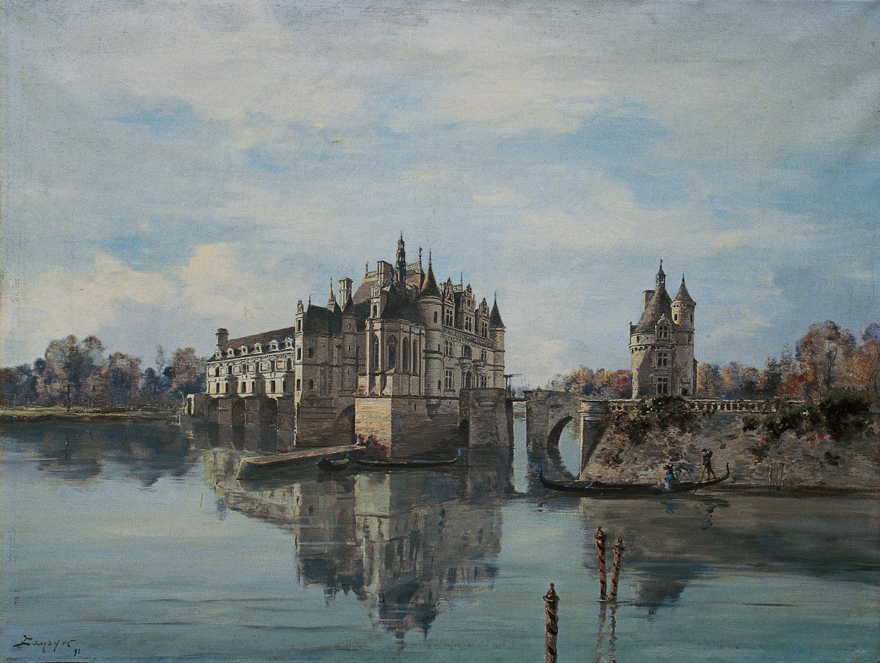 Chenonceau kalesi, Ağustos 1891 (tuval üzerine yağlı boya) by Emmanuel Lansyer