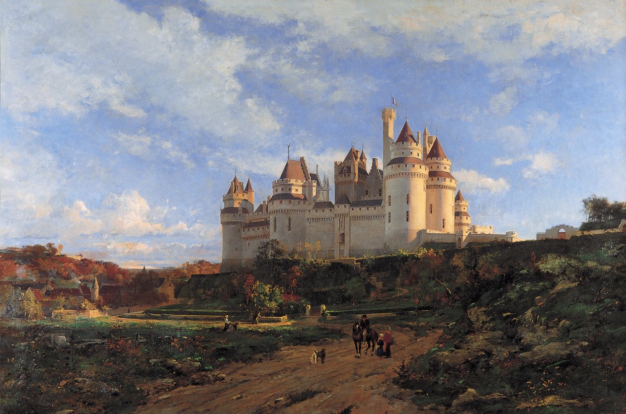 Pierrefonds Kalesi. 1868 civarında (tuval üzerine yağlı boya) by Emmanuel Lansyer