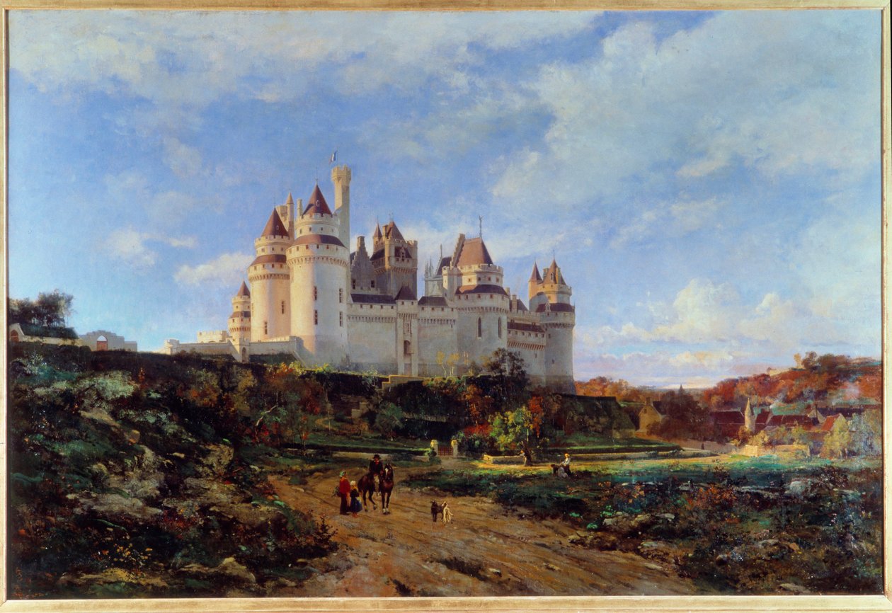 Emmanuel Lansyer (1835-1893) 19. yüzyıl Beauvais tarafından Oise Tablosunda Pierrefonds kalesinin görünümü. Musee Departemental de l