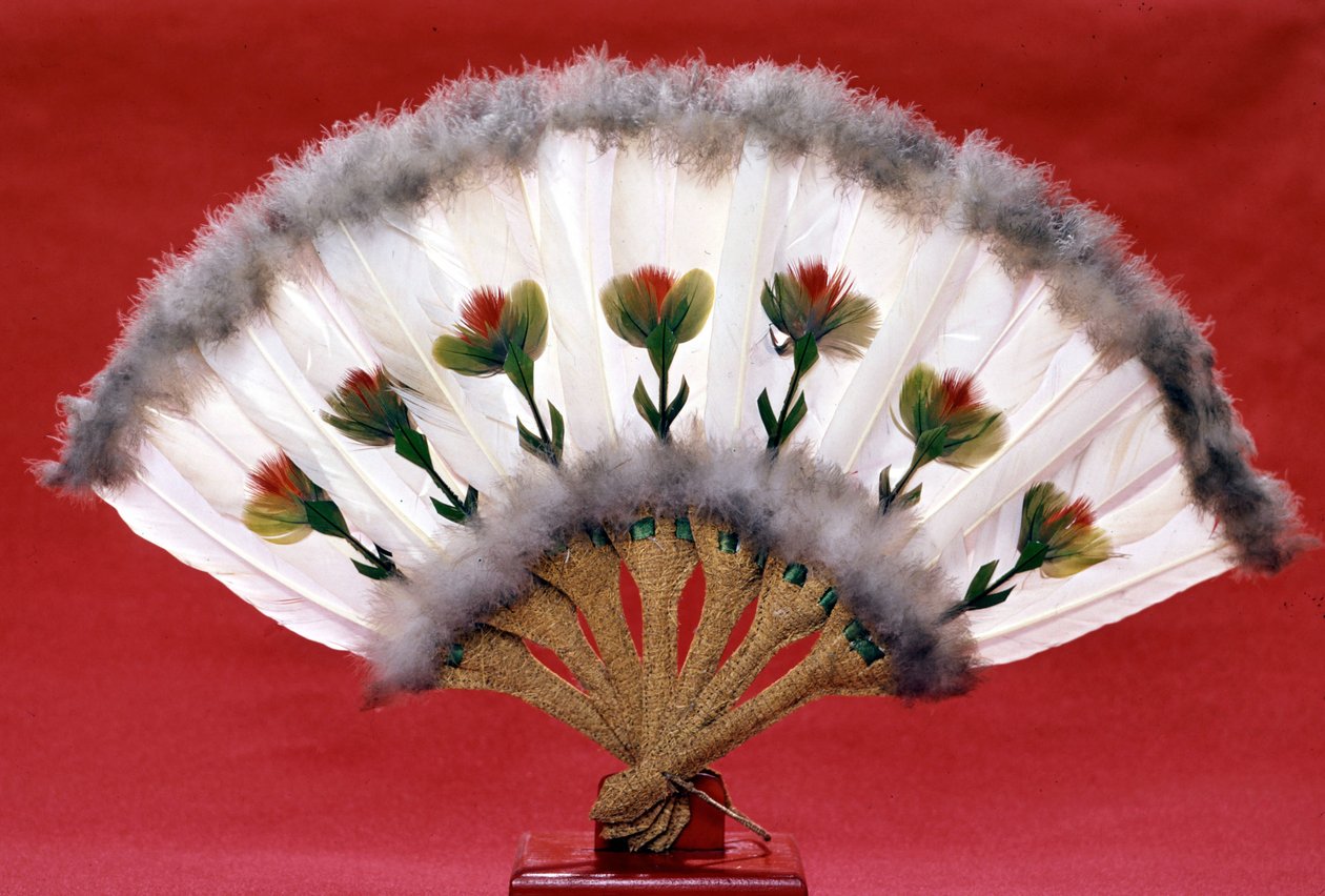 Kuş tüyü yelpaze, geç dönem Mançu (19. yüzyıl). by Empress Cixi Manchu Chinese