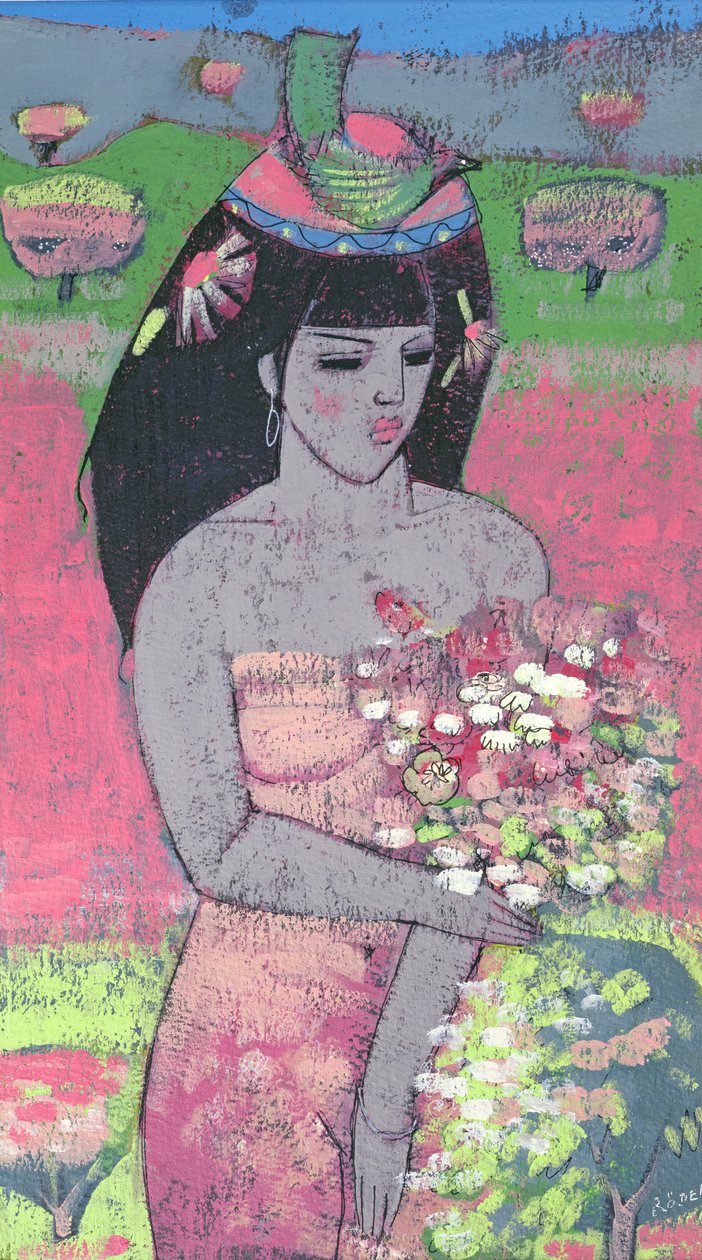 Flora olarak giyinmiş (gemide yağ) by Endre Roder