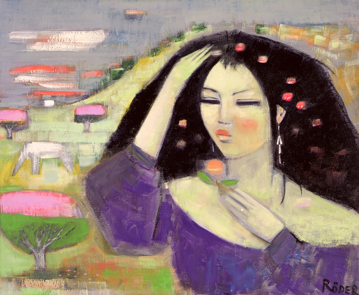 Tomoko Dreaming in English III (tuval üzerine yağlı boya) by Endre Roder