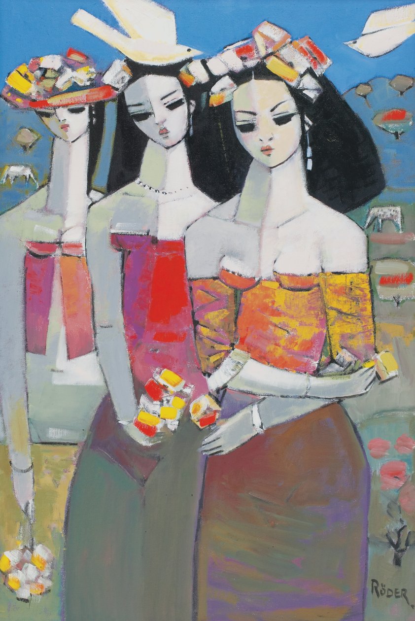 İki Beyaz Kuş (tuval üzerine yağlı boya) by Endre Roder
