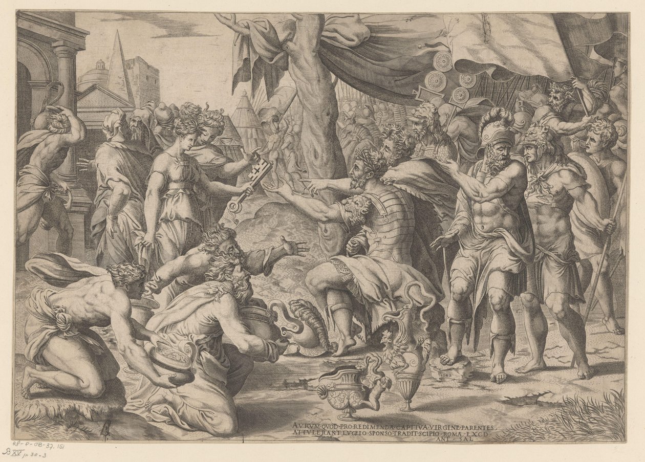 Scipio hediyeler alır by Enea Vico (possibly)