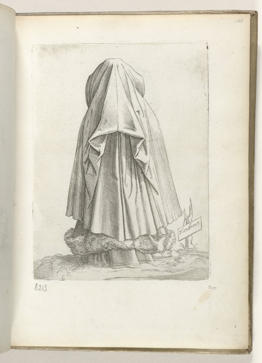 Flandre (nesne üzerindeki başlık) Een vrouw uit Vlaanderen, ca. 1550 Çağdaş tüccarların tutumu (dizi başlığı) by Enea Vico