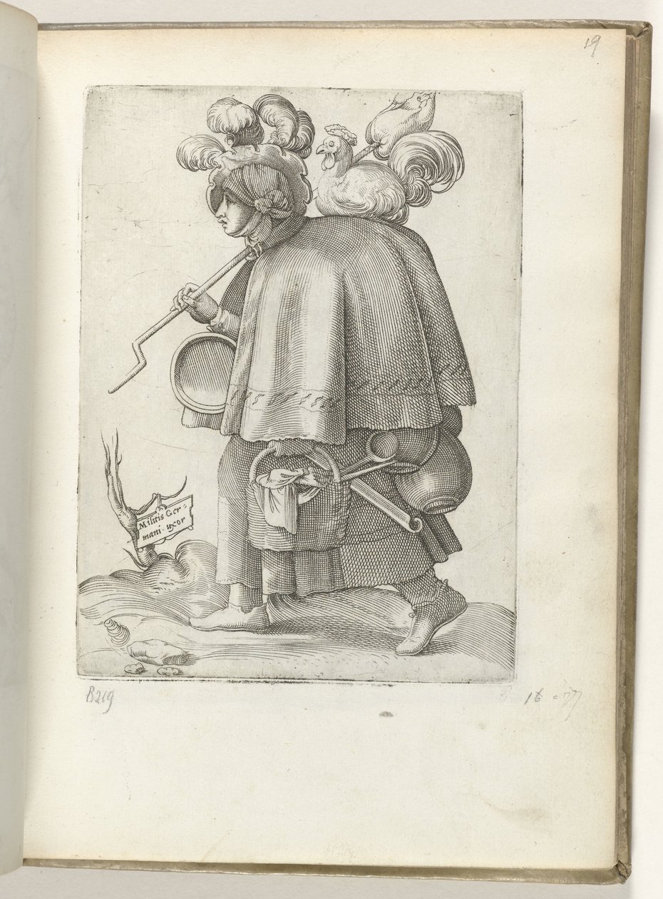 Alman askerinin karısı (nesnedeki başlık) Duitse soldatenvrouw, gekleed volgens de mode van ca. 1550 Çağdaş tüccarların tutumu by Enea Vico