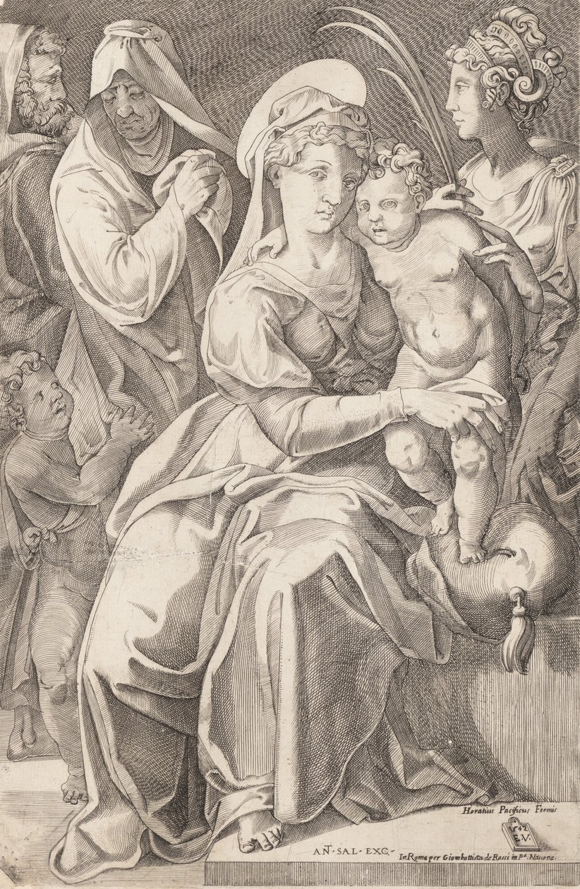 Aziz Anne ve Aziz Catherine ile Kutsal Aile, 1542, 1627-50 yayınlandı. by Enea Vico