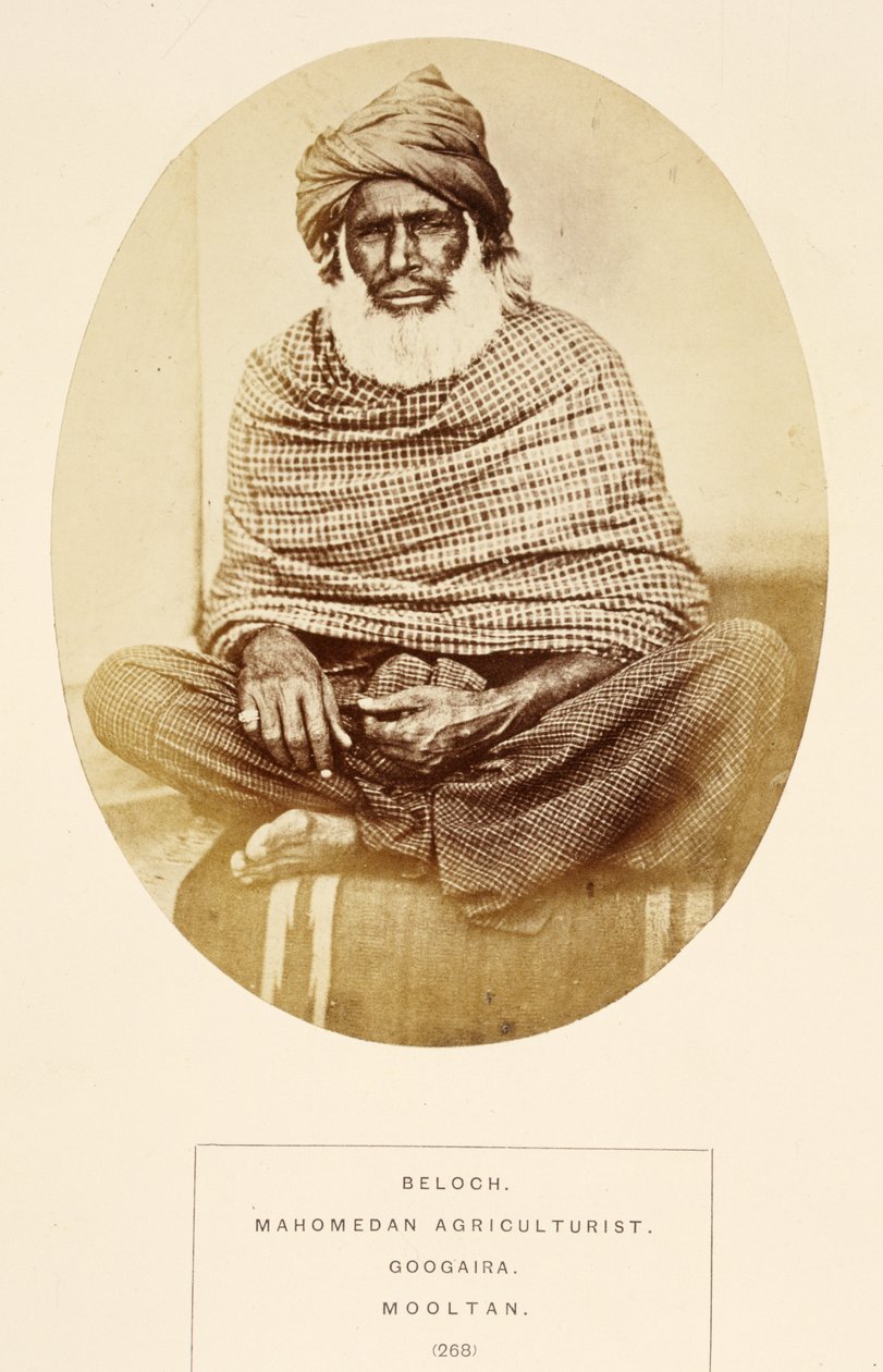 Beloch, Mahomedan Agriculturist, Googaira, Mooltan, from The People of India, J. Forbes Watson tarafından, 1868