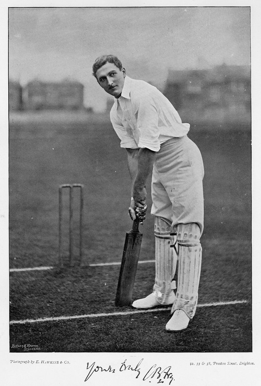 Hudsonby ve Kearns tarafından yayınlanan Ünlü Cricketers and Cricket Grounds'tan CB Fry, 1895 fotoğraf) by English Photographer
